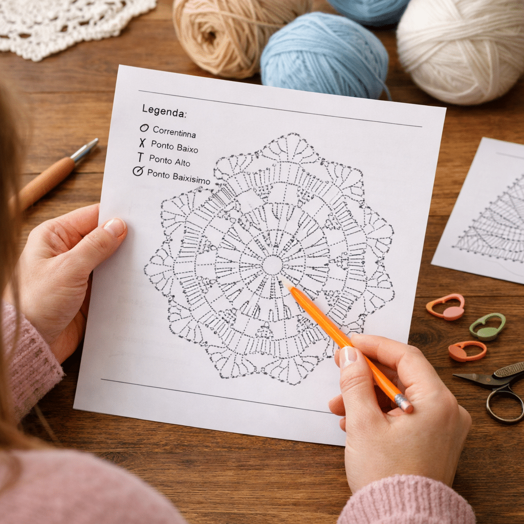 como ler gráficos de crochê