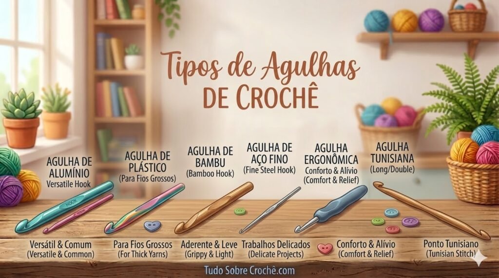 tipos de agulhas croche